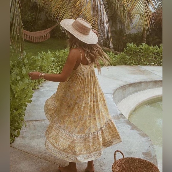 Spell Mossy Strappy Midi Dress in Lemonade 🍋 XS - Picture 5 of 11